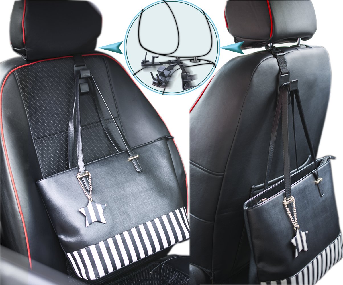 Heroway Car Headrest Organizer Hooks for Bags