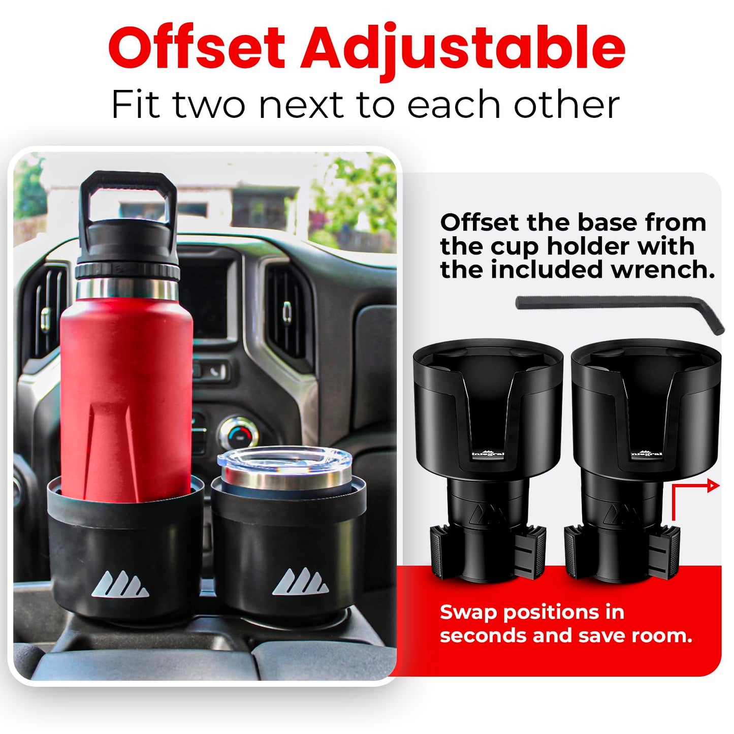 Integral Adjustable Car Cup Holder for Large Bottles