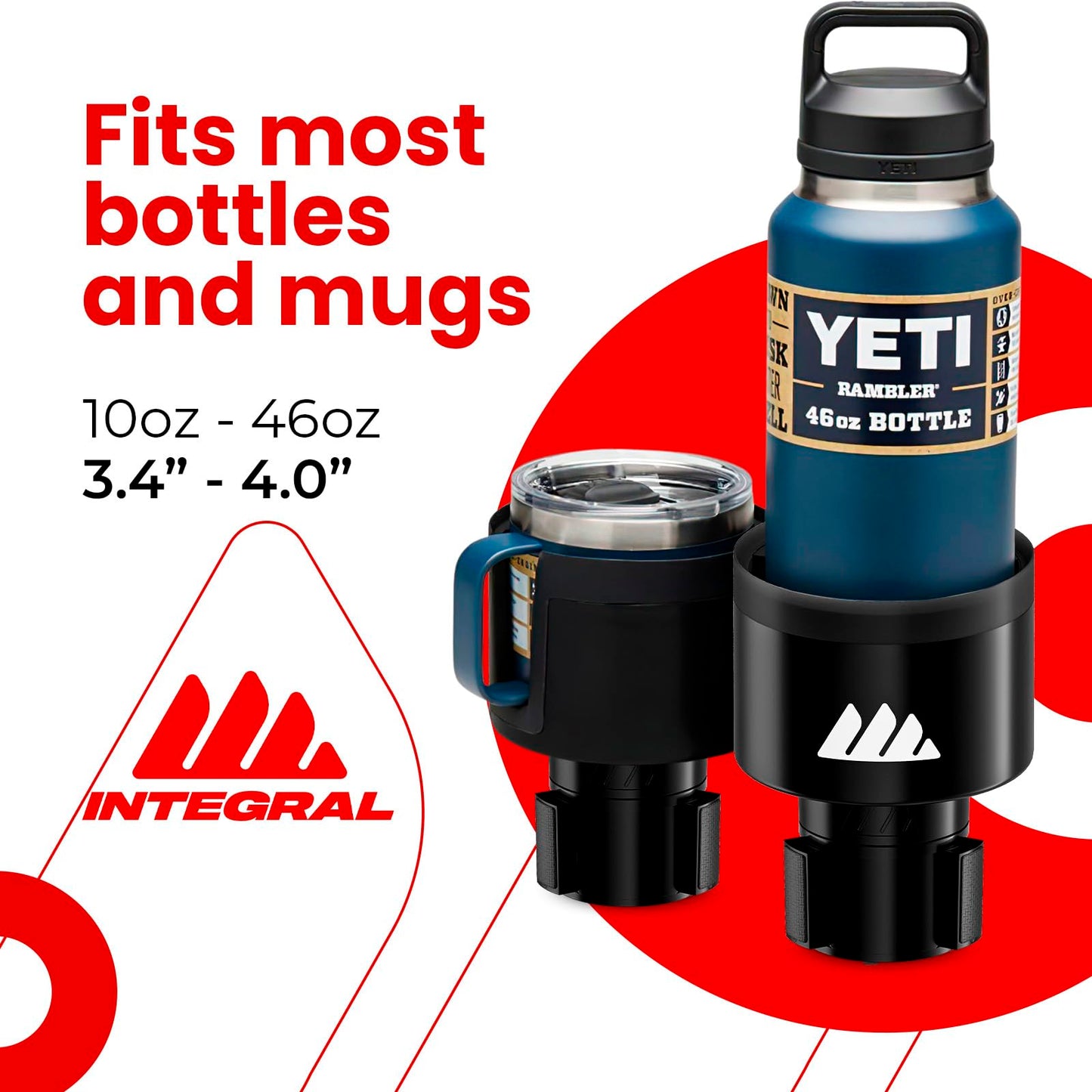 Integral Adjustable Car Cup Holder for Large Bottles
