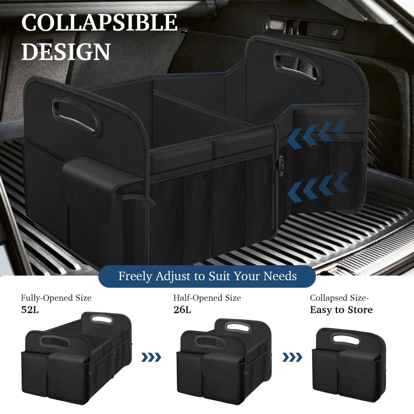 Femuar Large Capacity Trunk Organizer – Black