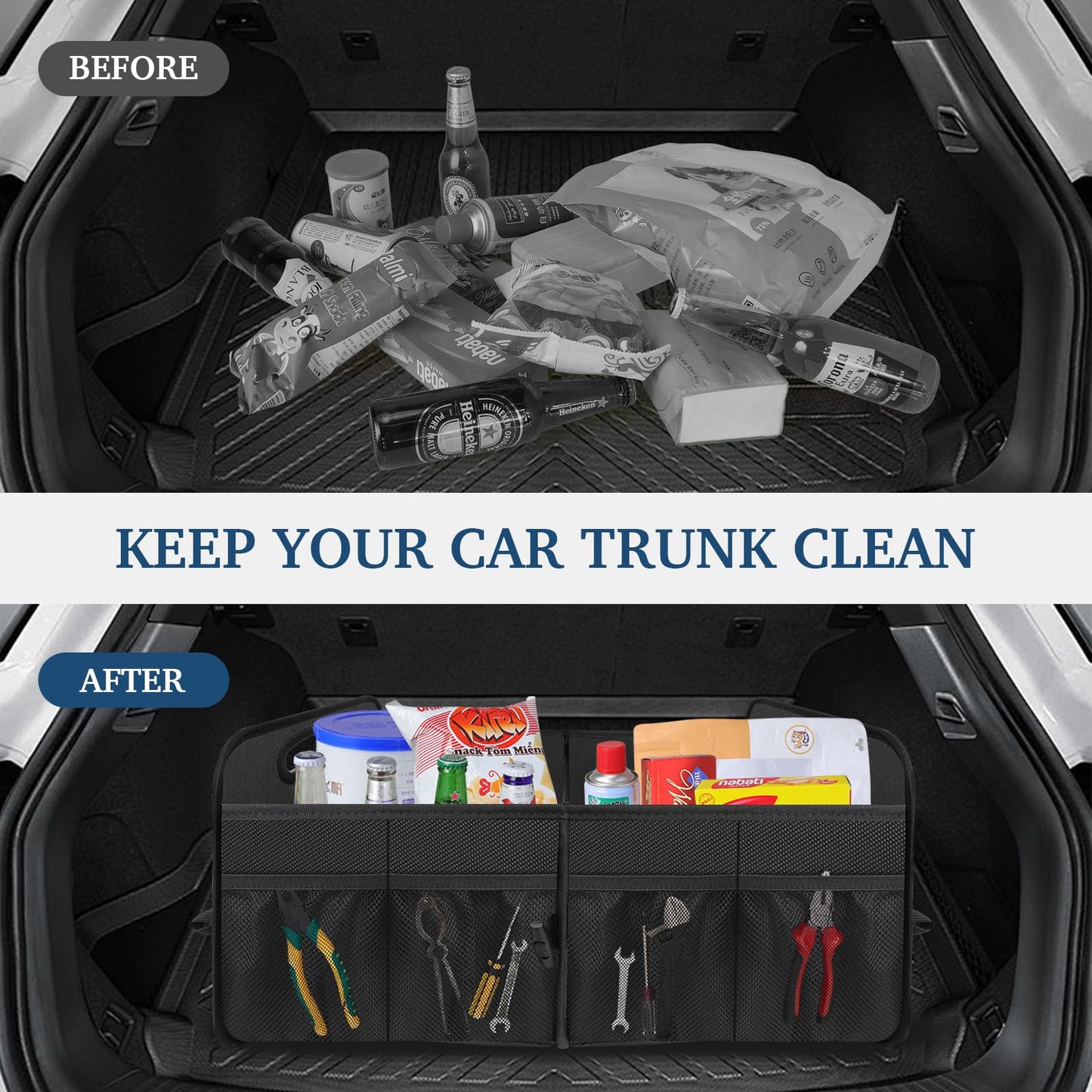 Femuar Large Capacity Trunk Organizer – Black