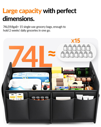 Homeve Multi-Compartment Trunk Organizer – Black